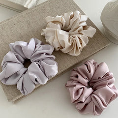 Women Large Solid Color Ponytail Holder Scrunchies Fashion Elegant Simple Wholesale in Store Hair Ties Accessories for Daily Use