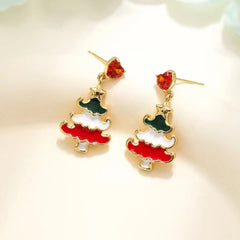 2025 Christmas Tree Santa Claws Trendy Drop Earrings for Girls Cute Sweet Fashion Jewelry for Women Ladies Accessories Bulk