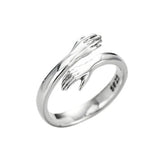 Love Embrace Couple Rings Gold Silver Korean Style Simple Fashion Open Ring Customizable Jewelry for Gift Wholesale Accessories