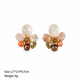 Fashion Freshwater Pearl Crystal Cubic Zirconia 18K Gold Plated Stud Earrings for Girls Trendy Jewelry for Women Lady Wholesale