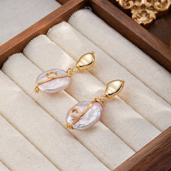 Fashion S925 Silver Baroque Pearl Copper 18K Gold Plated Drop Earrings for Girls Elegant Jewelry for Women Ladies Wholesale