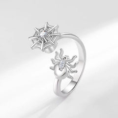 Hot Sale Spider Spinner Rings Black and Silver Zircon Fashionable Statement Anti-anxiety Rings for Unisex Accessories Wholesale