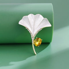 Fashion Plants Gingko Elegant Sweet Brooches for Girls Trendy Stylish Vintage Jewelry for Women Ladies Accessories Wholesale