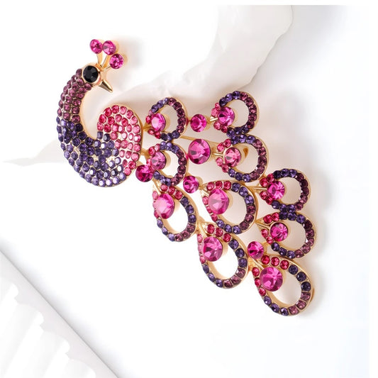 Fashion Glitter Sparking Birds Peacock Brooches for Girls Rhinestone Dainty Pins Jewelry for Women Ladies Accessories Wholesale