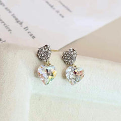 Ladies Heart Square Shape Rhinestone Decorative Medium New Design Drop Earring Fashion Sparking Bulk Jewelry Accessory for Daily