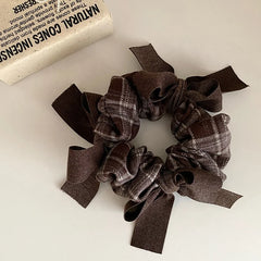 Fashion Ribbon Plaid Simple Scrunchies for Girls Elegant Autumn Winter Hair Ties for Women Ladies Hair Accessories in Stock