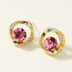 Shiny Glitter Rhinestone Fruits Strawberry Stud Earrings for Girls Bowknot Sweet Elegant Jewelry for Women Ladies Accessories