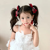 Red Bow Gothic Halloween Hair Clip for Kids Heart Cross Chain Spooky Cute Children Hair Accessories Chic Costume Party Hairpins