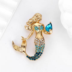 Fashion Alloy Sweet Mermaid Brooches for Girls Elegant Princess Glitter [Pins Jewelry for Women Ladies Accessories Wholesale