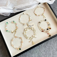 Fashion Elegant Beads Natural Stone Freshwater Pearl Bracelets for Girls Trendy Jewelry for Women Ladies Wholesale China Factory