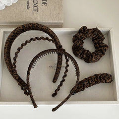 Women Brown Crom Wide Slim Hairbands Fashion Vintage Chic Autumn Winter Headbands Scrunchies Set Accessories for Female Causal