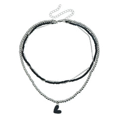 Fashion Beads Heart Shaped Layered Wearing Necklaces for Girls Elegant Trendy Glamorous Jewellry for Women Ladies Accessories