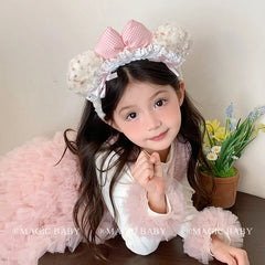 Fashion Cute Bowknot Fluffy Hair Bands for Kids Kawaii Elegant Lace Head Band for Kids Children Hair Accessories in Stock Chic