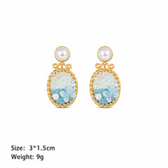 Female New Design Pink Green Blue Freshwater Pearl S925 Silver 18k Gold-plated Earring Low MOQ in Stock Elegant Glitter Jewelry