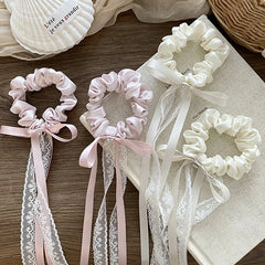 Fashion Ribbon Bowknot Scrunchies for Girls Sweet Elegant Trendy Hair Ties for Women Ladies Hair Accessories Female Chic
