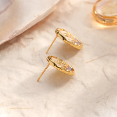 Women Fashion Simple S925 Silver 18k Gold-plated Stud Earring Drip Glaze Hand-Painted Bulk Low MOQ Elegant Jewelry for Daily