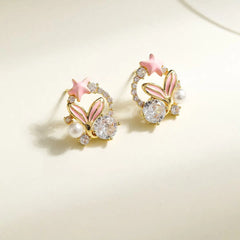 Female Creative Design Cartoon Small Mini Animals Stud Earring Fashion Cute Glitter Lightweight Jewelry Accessories for Causal