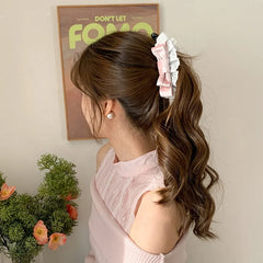 Fashion Bowknot Lace Velvet Durable Hair Clips for Girls Trendy Stylish Banana Clips for Women Ladies Hair Accessories Chic