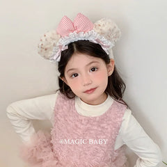 Fashion Cute Bowknot Fluffy Hair Bands for Kids Kawaii Elegant Lace Head Band for Kids Children Hair Accessories in Stock Chic