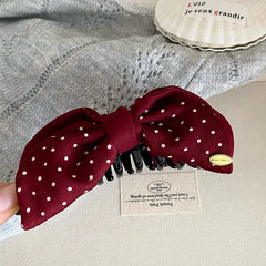 Fashion Bowknot Polka Dot Hair Clips for Girls Sweet Elegant Trendy Banana Clips for Women Ladies Hair Accessories in Stock