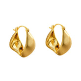 Women's High-end Fashion Earrings Solid Color Minimalist Copper Twisted Earrings Niche Design Lightweight Accessories Wholesale