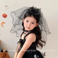 2025 Halloween Crown Rose Tulle Hair Bands for Baby Girls Cute Spooky Vampire Queen Alligators for Kids Child Hair Accessories