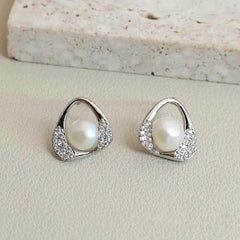 Ladies Latest Imitation Pearl Rhinestone Small Drop Earring Trendy Luxurious Glamorous Wholesale Jewelry Accessories for Office