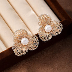 Fashion Copper Wire Crochet Flower Artisan Work Stud Earrings for Girls Sweet Jewelry for Women Ladies Wholesale China Factory