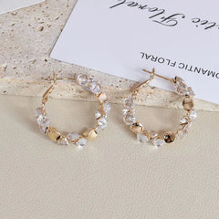 Women Rhinestone Circle Shape Small Hoop Earring Fashion Chic Sparking Luxurious Dainty Wholesale Jewelry Accessories for Daily