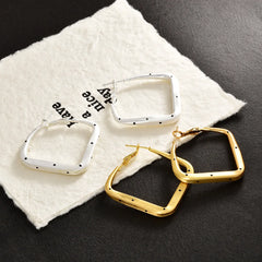Korean-style Plain Square Earrings Bezel Polka Dot Brushed Hoop Earrings High-end Niche Design Elegant Large Simple Accessories