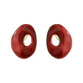 2026 New Irregular Red Stud Earrings Retro Niche Design High-end Wine-red Earrings Elegant Style Earrings Ear Jewelry for Women