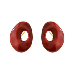 2026 New Irregular Red Stud Earrings Retro Niche Design High-end Wine-red Earrings Elegant Style Earrings Ear Jewelry for Women