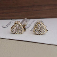 Ladies Heart Shape Imitation Pearl Small Clip-on Earring Fashion Glitter Affordable Wholesale High Quality Jewelry Accessories