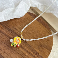 Women Sunflower S925 Silver 18k Gold-plated Freshwater Pearl Stud Earring Fashion Elegant Charms in Stock Jewelry for Causal
