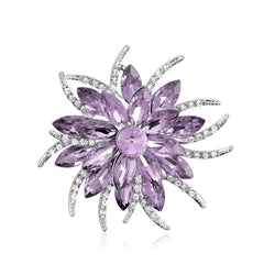 Fashion Glitter Sparkle Flowers Floral Brooches Sweet Elegant Vintage Retro Luxury Jewelry for Women Ladies Accessories Chic