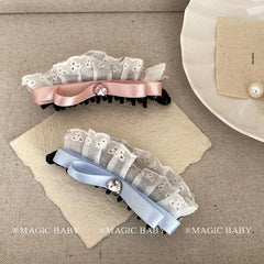 Fashion Sweet Elegant French Style Bowknot Hair Clips for Baby Girls Glitter Banana Clips for Kids Child Hair Accessories Chic