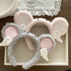 Cute Furry Angel Wings Elastic Hairband for Girls Elephant Cartoon Fashion Female Makeup Wash Face Headband Bulk Hair Accessory