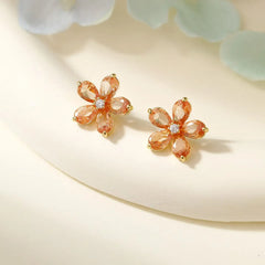 Female Flower Shape New Design Small Stud Earring Sweet Fashion Chic High Quality Jewelry Accessories for Women Holiday Causal