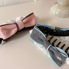 Women's Sweet Hair Clip Bowknot Lace Banana Clips High-end Fashion Cute Elegant Hair Clips for Girl Wholesale Hair Accessories