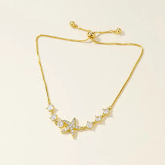 Fashion Trendy Butterfly Flower Floral Glitter Rhinestone Necklaces for Girls Elegant Charms Jewelry for Women Lady Accessories