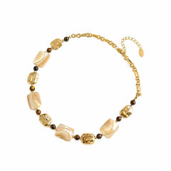 Fashion Abalone Shell Tiger Eye Stone Freshwater Pearl Necklaces for Girls Trendy Jewelry for Women Ladies Wholesale Bulk