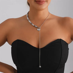 Fashion Beads Heart Shaped Sweater Chains Vintage Necklaces for Girls Sweet Elegant Jewelry for Women Ladies Accessories