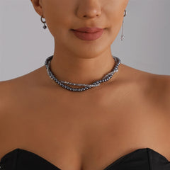 Fashion Luxury Beads Choker Sweet Cool Necklaces for Girls Elegant Earrings Jewelry Sets Suits for Women Ladies Accessories