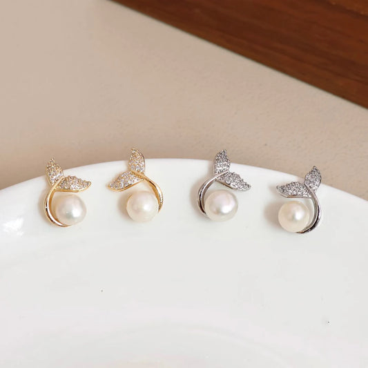 Sweet Designer Art Deco Stud Earrings for Girls Imitation Pearl Elegant Luxury Jewelry for Women Ladies Accessories Wholesale