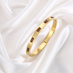 Titanium Steel Bangles Colorful Square Zircon High-end Light Luxury Bracelet Fashionable Non-fading Women's Jewelry Accessories
