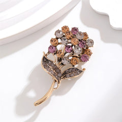 Fashion Flowers Glitter Rhinestone Sparkle Brooches for Girls Sweet Elegant Luxury Jewelry for Women Ladies Accessories Chic