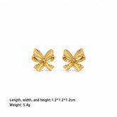 Fashion Bowknot Butterfly 18K Gold Plated Stud Earrings for Girls Simple Classic Minimalistic Jewelry for Women Ladies Wholesale