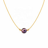 Women Simple Chain Glass Pearl 18k Gold-plated Purple Necklace Low MOQ Bulk in Stock Elegant Jewelry for Female Causal Party