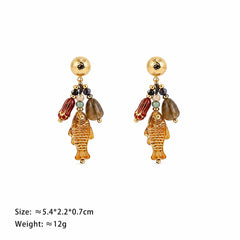 Fashion Czech Beads Natural Stone Beads S925 Silver Boho Drop Earrings for Girls Jewelry for Women Lady Wholesale China Factory