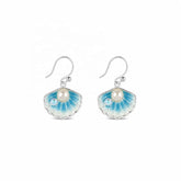 Femal Shell Freshwater Pearl 18k Gold-plated Blue Gold Drop Earring Fashion Trendy Low MOQ in Stock Jewelry for Girls Causal